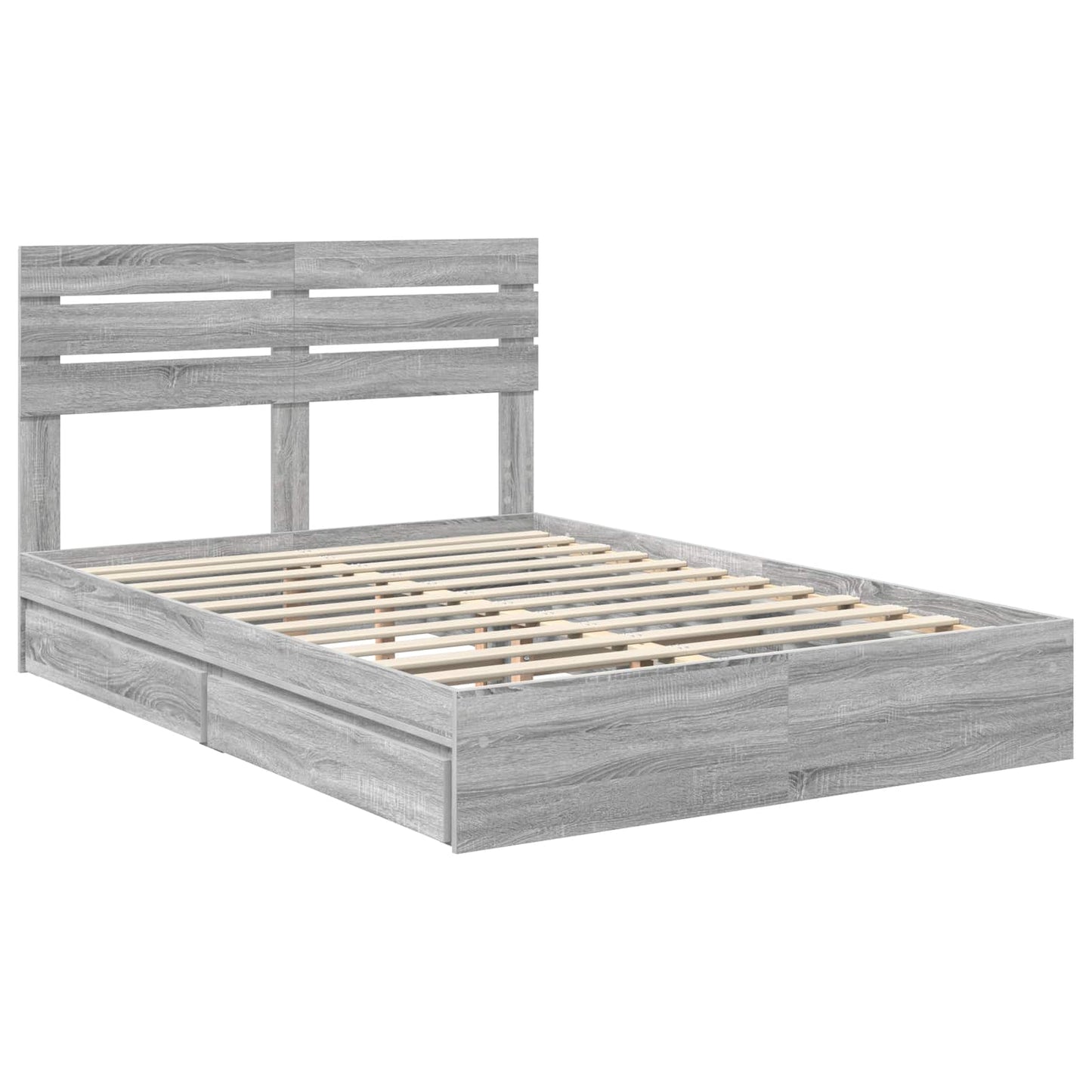 Letto con Contenitore con testiera Grigio Sonoma 140 x 200 cm | homemem39