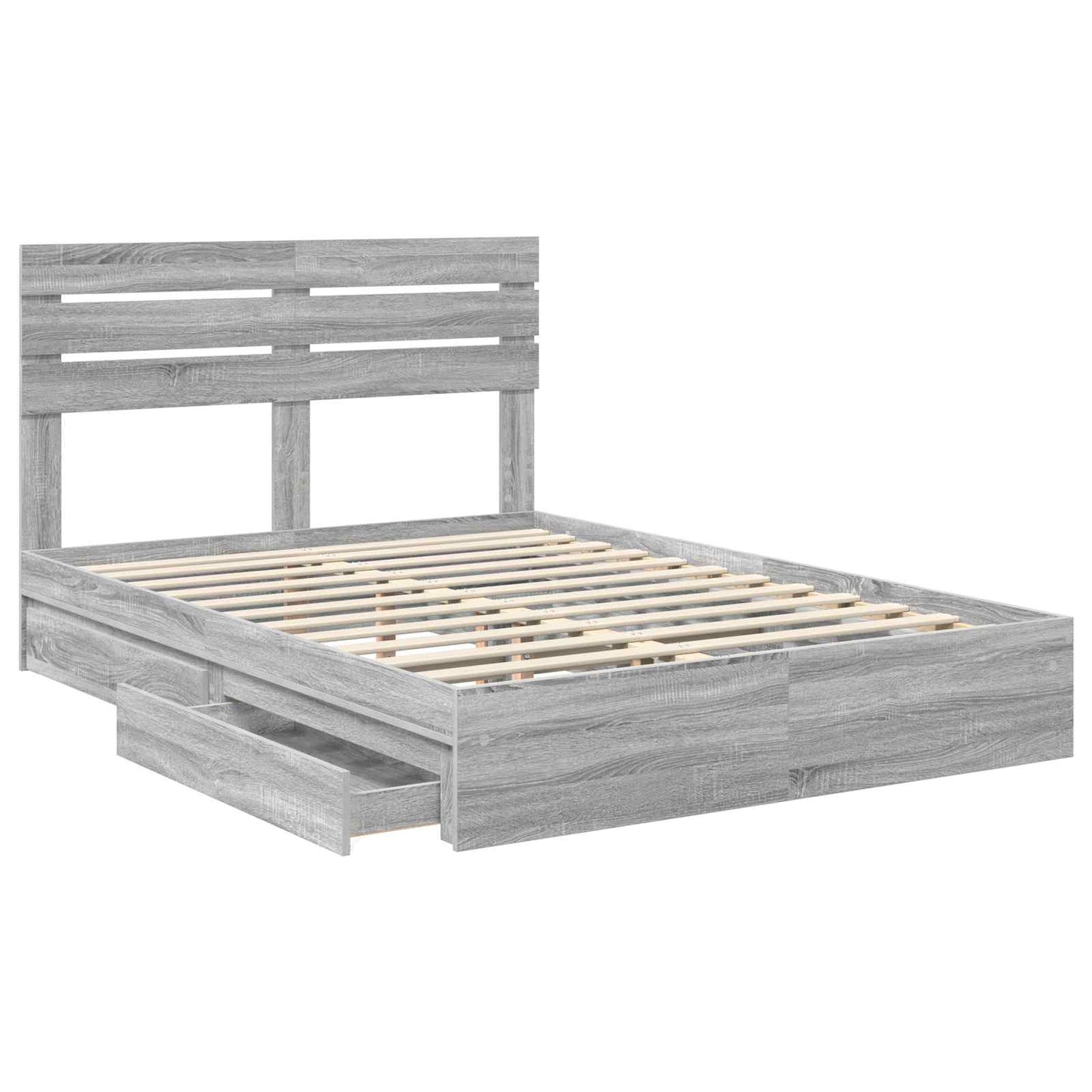 Letto con Contenitore con testiera Grigio Sonoma 140 x 200 cm | homemem39
