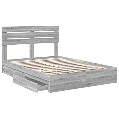 Letto con Contenitore con testiera Grigio Sonoma 140 x 200 cm | homemem39