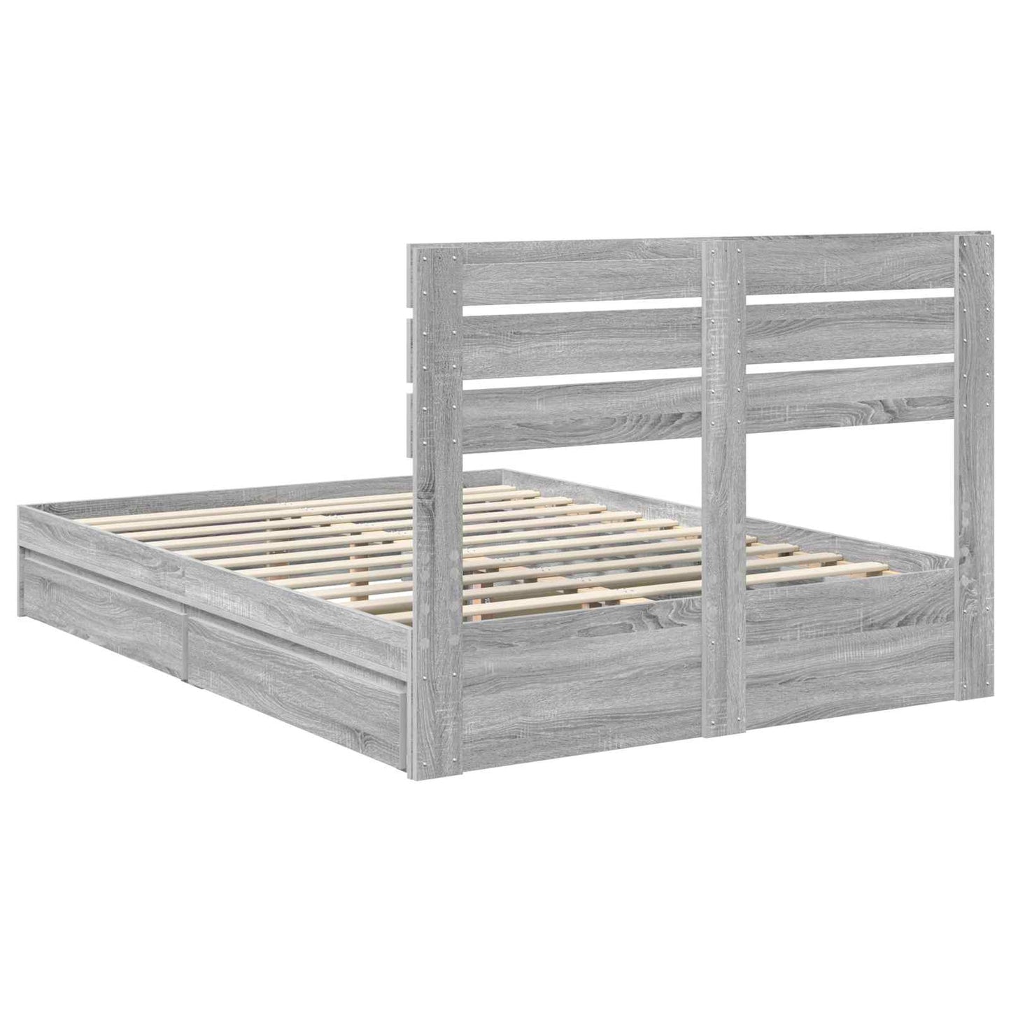 Letto con Contenitore con testiera Grigio Sonoma 140 x 200 cm | homemem39