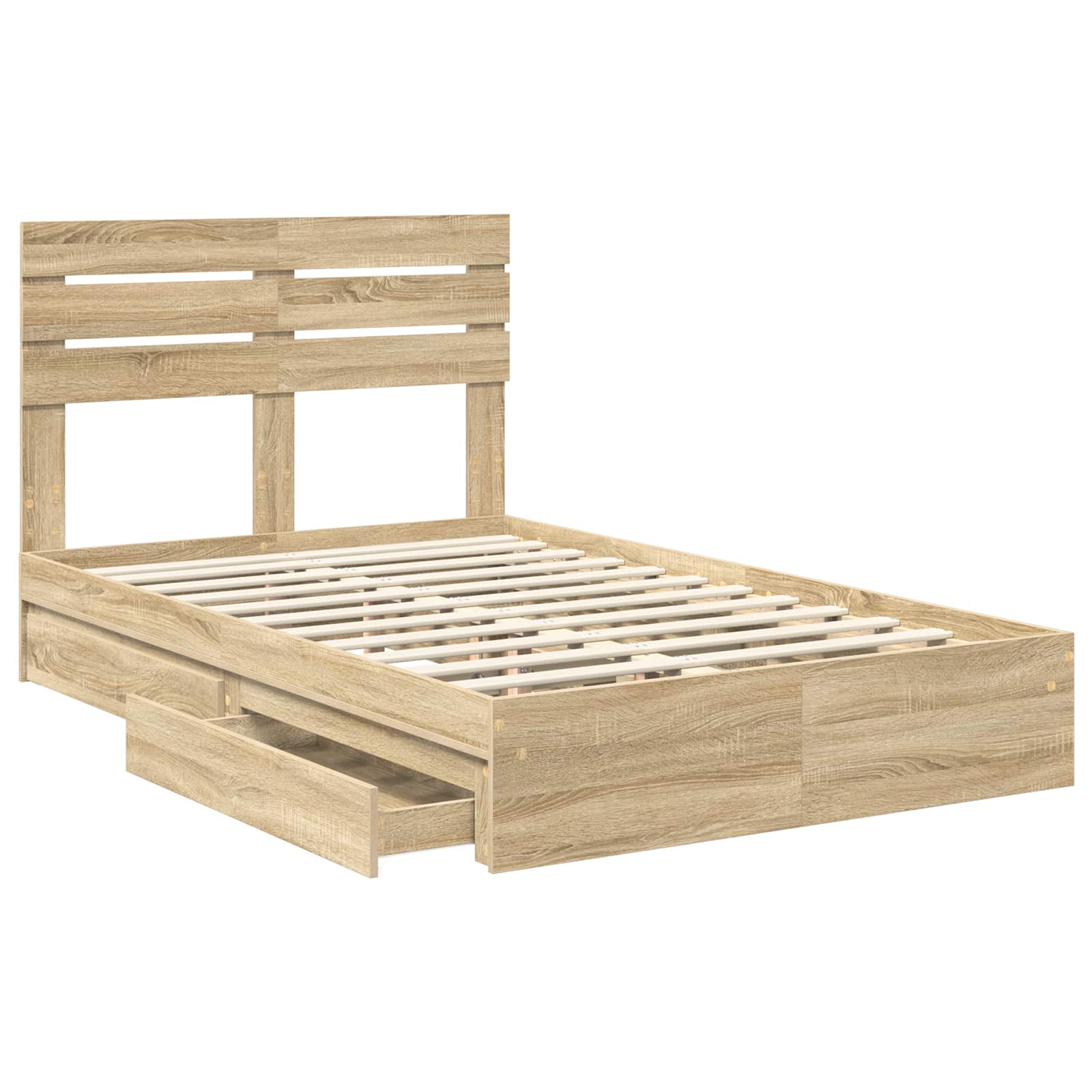 Letto con Contenitore con testiera Rovere Sonoma 135 x 190 cm | homemem39