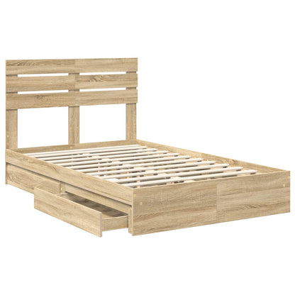 Letto con Contenitore con testiera Rovere Sonoma 135 x 190 cm | homemem39
