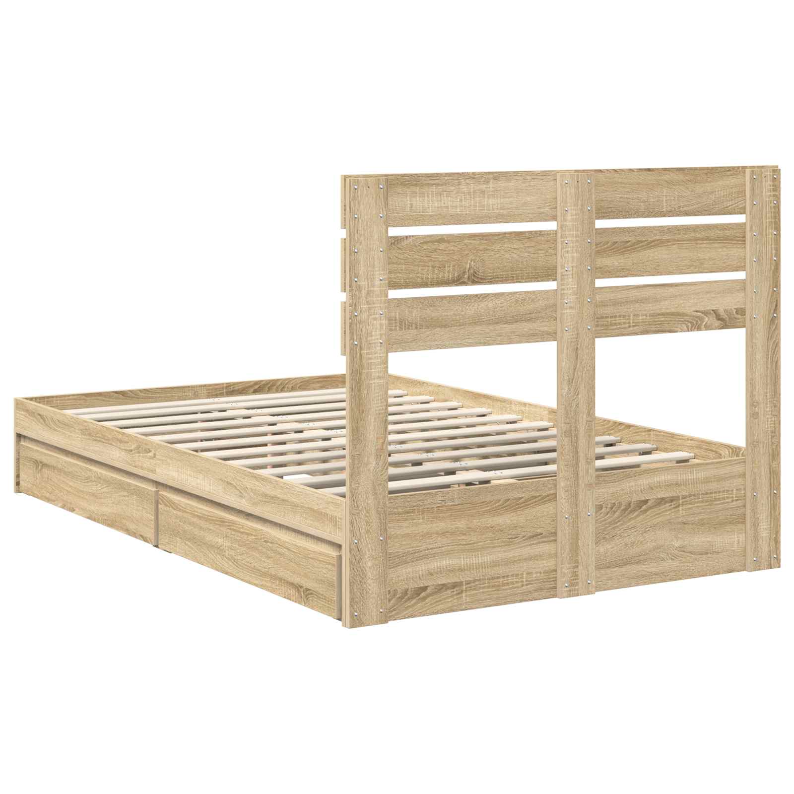 Letto con Contenitore con testiera Rovere Sonoma 135 x 190 cm | homemem39