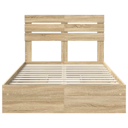 Letto con Contenitore con testiera Rovere Sonoma 135 x 190 cm | homemem39