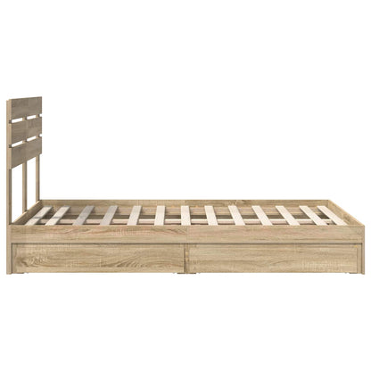 Letto con Contenitore con testiera Rovere Sonoma 135 x 190 cm | homemem39