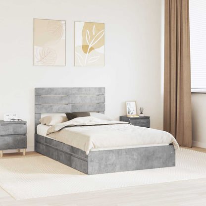 Letto con Contenitore con testiera Grigio cemento 135 x 190 cm | homemem39