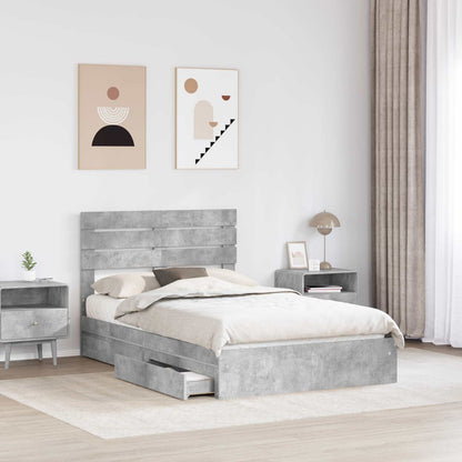 Letto con Contenitore con testiera Grigio cemento 135 x 190 cm | homemem39