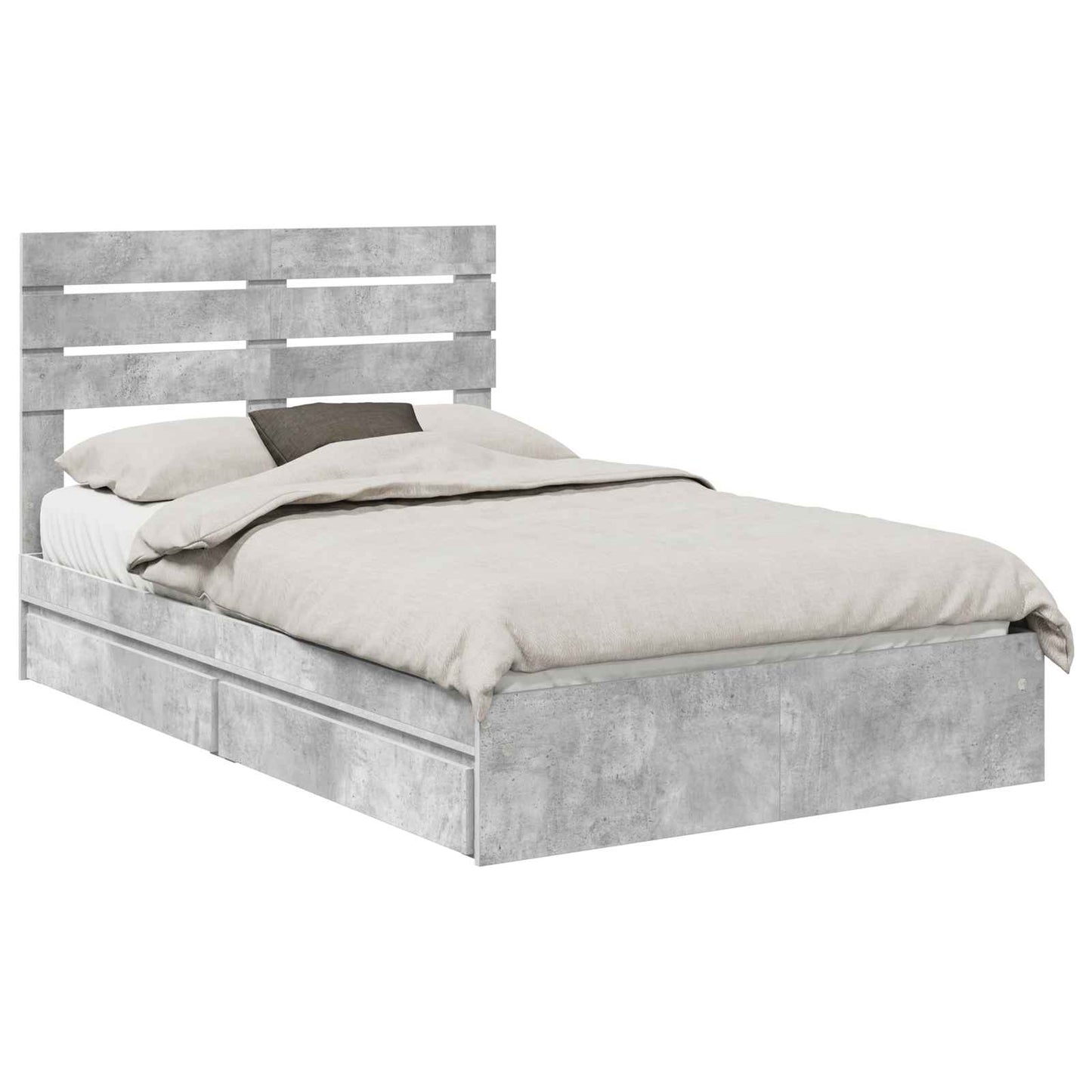 Letto con Contenitore con testiera Grigio cemento 135 x 190 cm | homemem39
