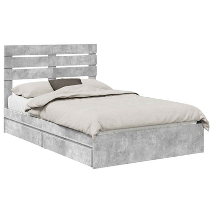 Letto con Contenitore con testiera Grigio cemento 135 x 190 cm | homemem39