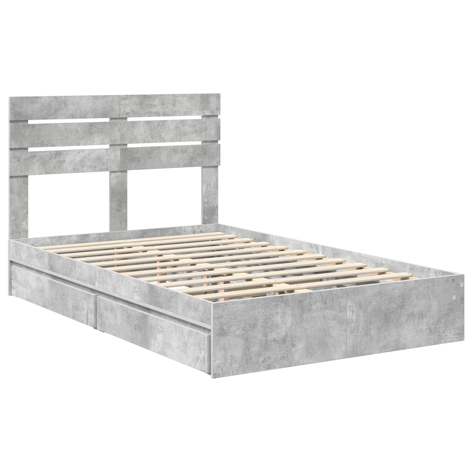 Letto con Contenitore con testiera Grigio cemento 135 x 190 cm | homemem39