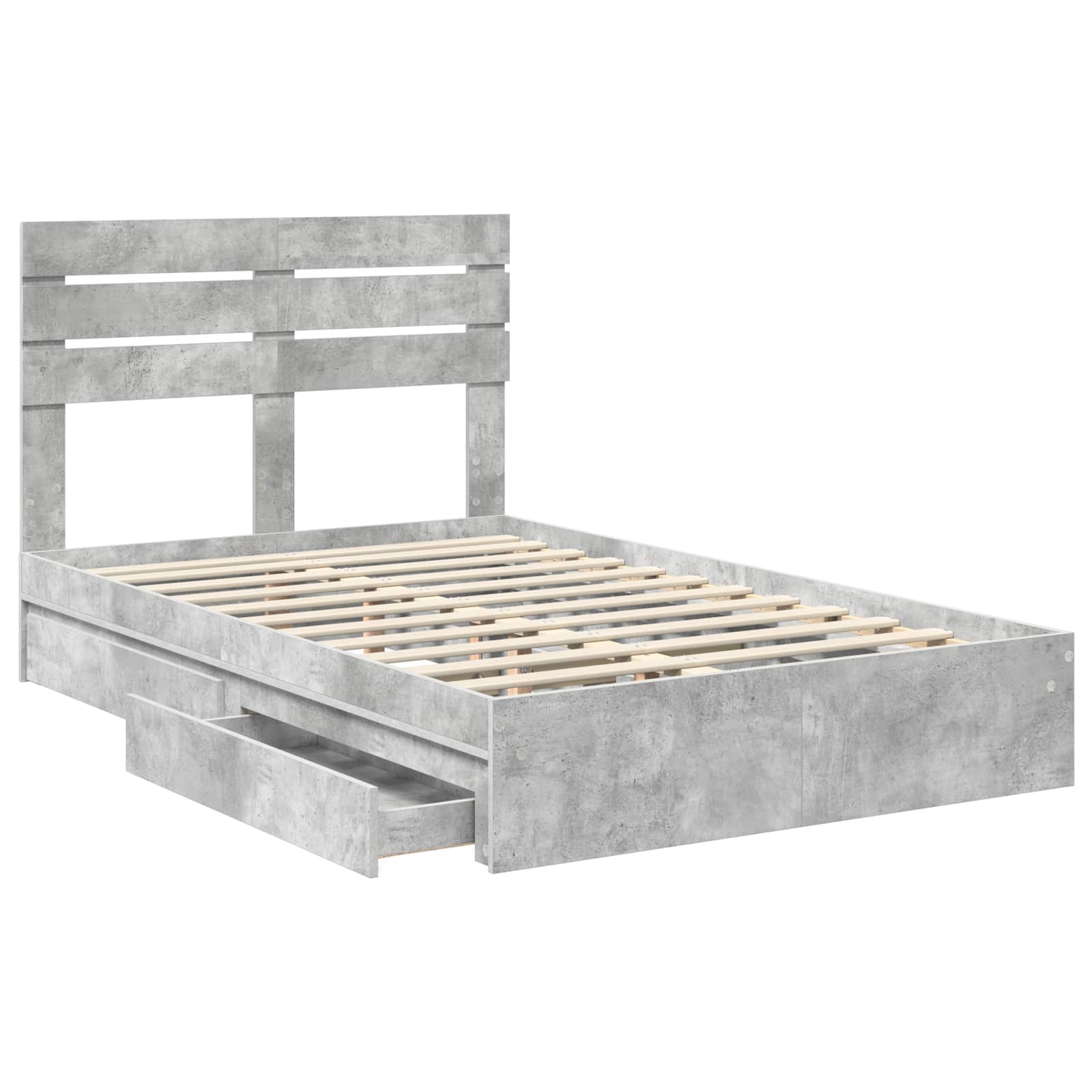 Letto con Contenitore con testiera Grigio cemento 135 x 190 cm | homemem39