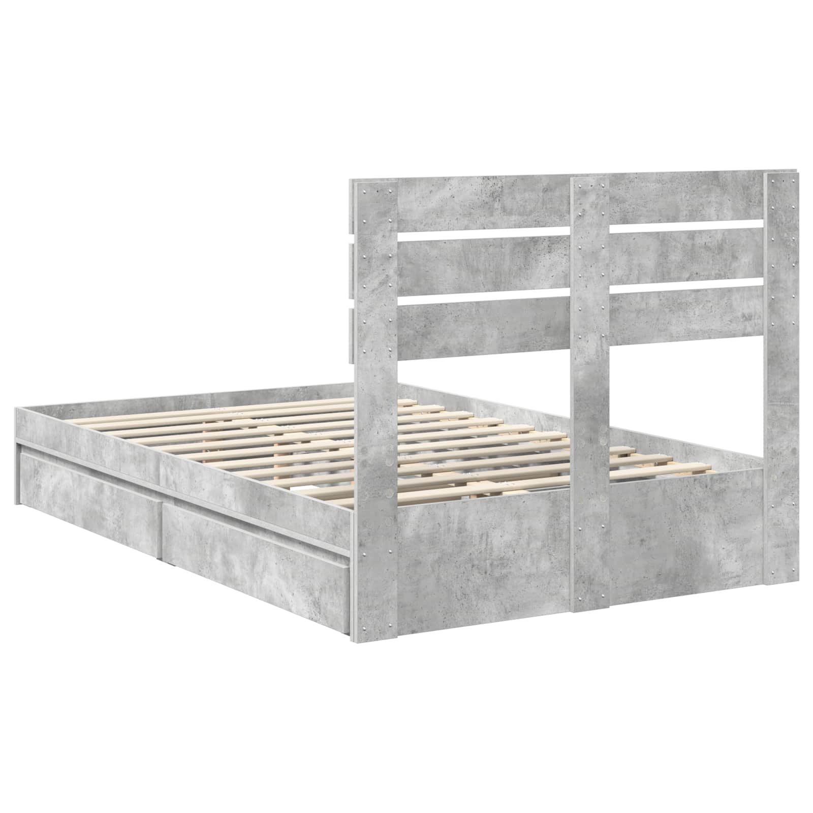 Letto con Contenitore con testiera Grigio cemento 135 x 190 cm | homemem39