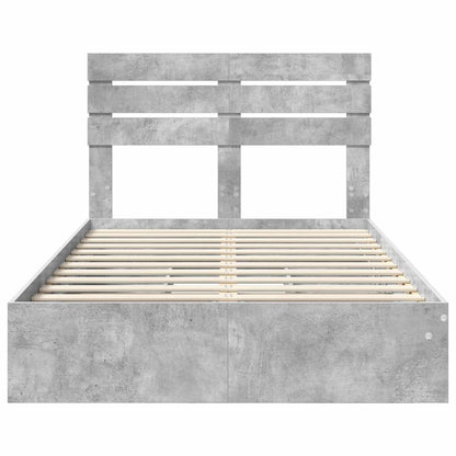 Letto con Contenitore con testiera Grigio cemento 135 x 190 cm | homemem39