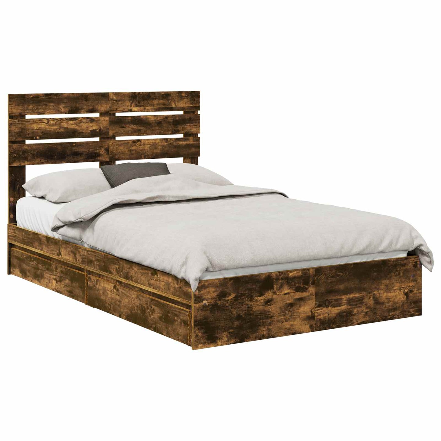 Letto con Contenitore con testiera Rovere fumé 135 x 190 cm | homemem39