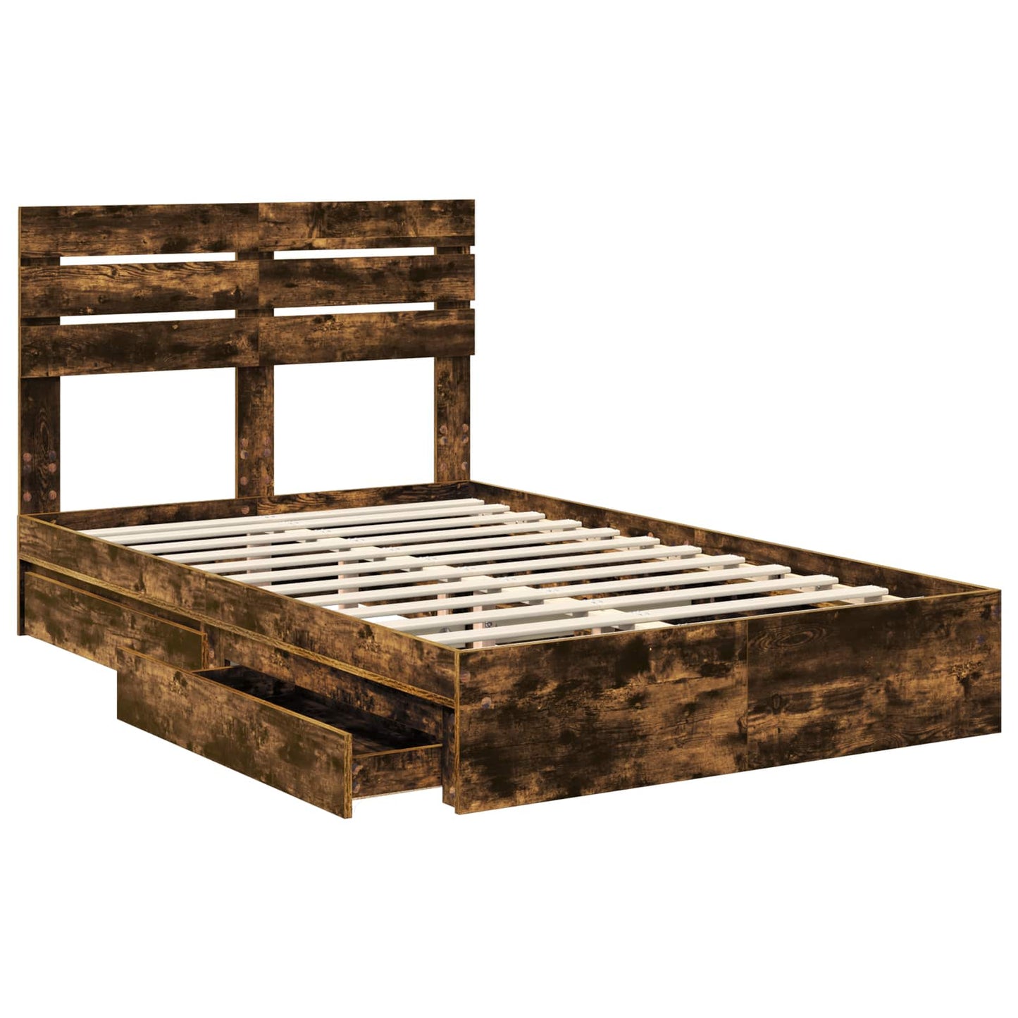 Letto con Contenitore con testiera Rovere fumé 135 x 190 cm | homemem39