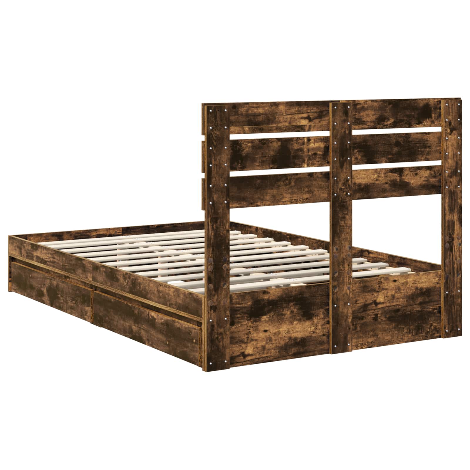 Letto con Contenitore con testiera Rovere fumé 135 x 190 cm | homemem39