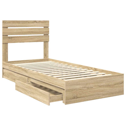 Letto con Contenitore con testiera Rovere Sonoma 100 x 200 cm | homemem39