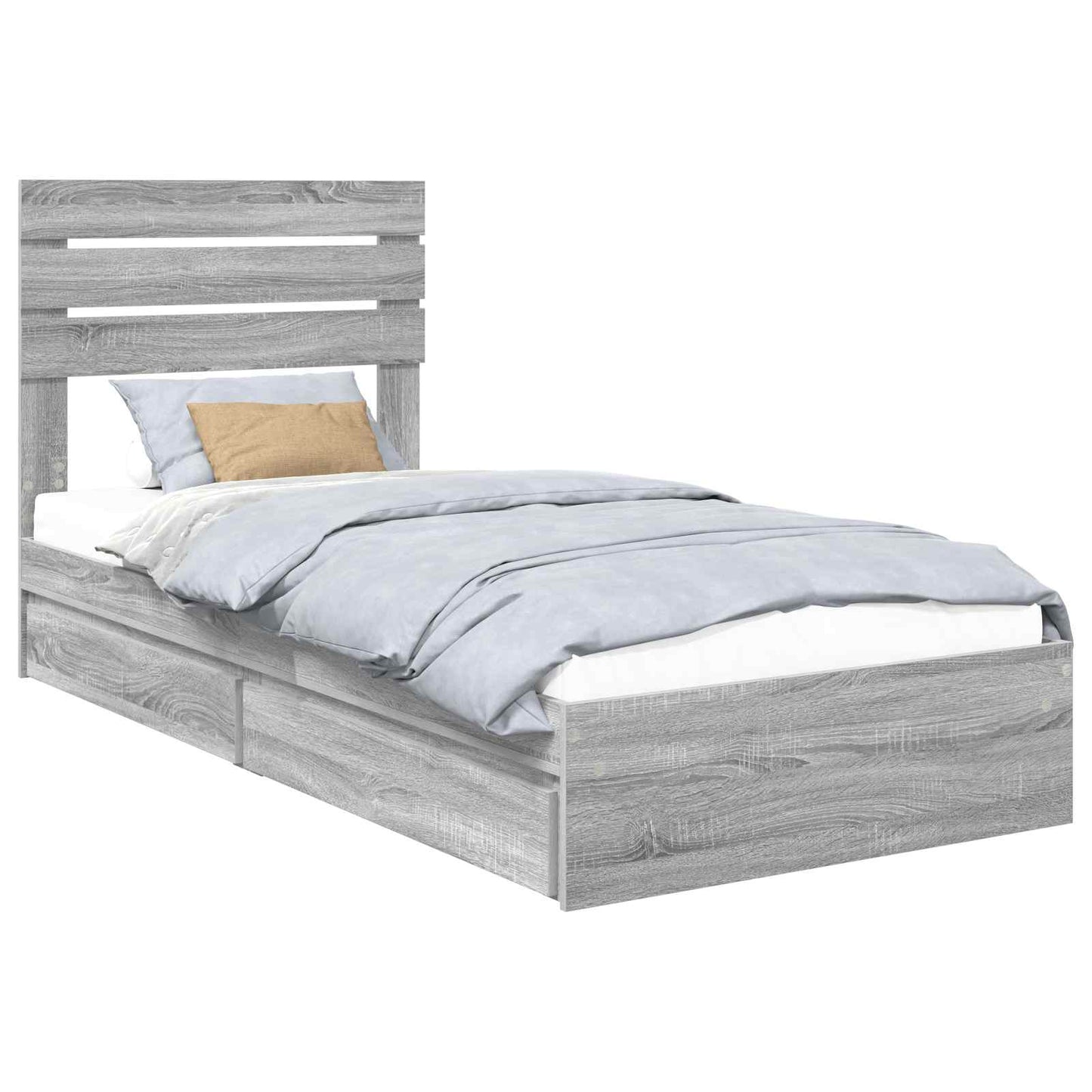 Letto con Contenitore con testiera Grigio Sonoma 100 x 200 cm | homemem39