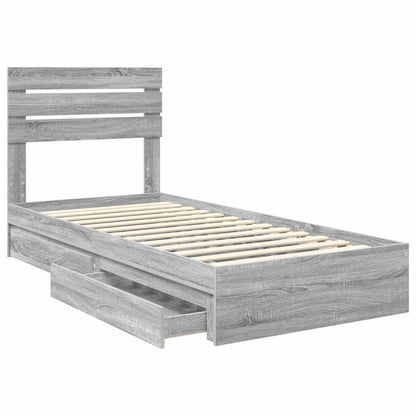 Letto con Contenitore con testiera Grigio Sonoma 100 x 200 cm | homemem39