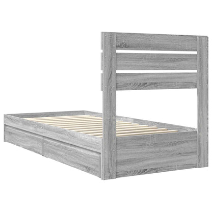 Letto con Contenitore con testiera Grigio Sonoma 100 x 200 cm | homemem39