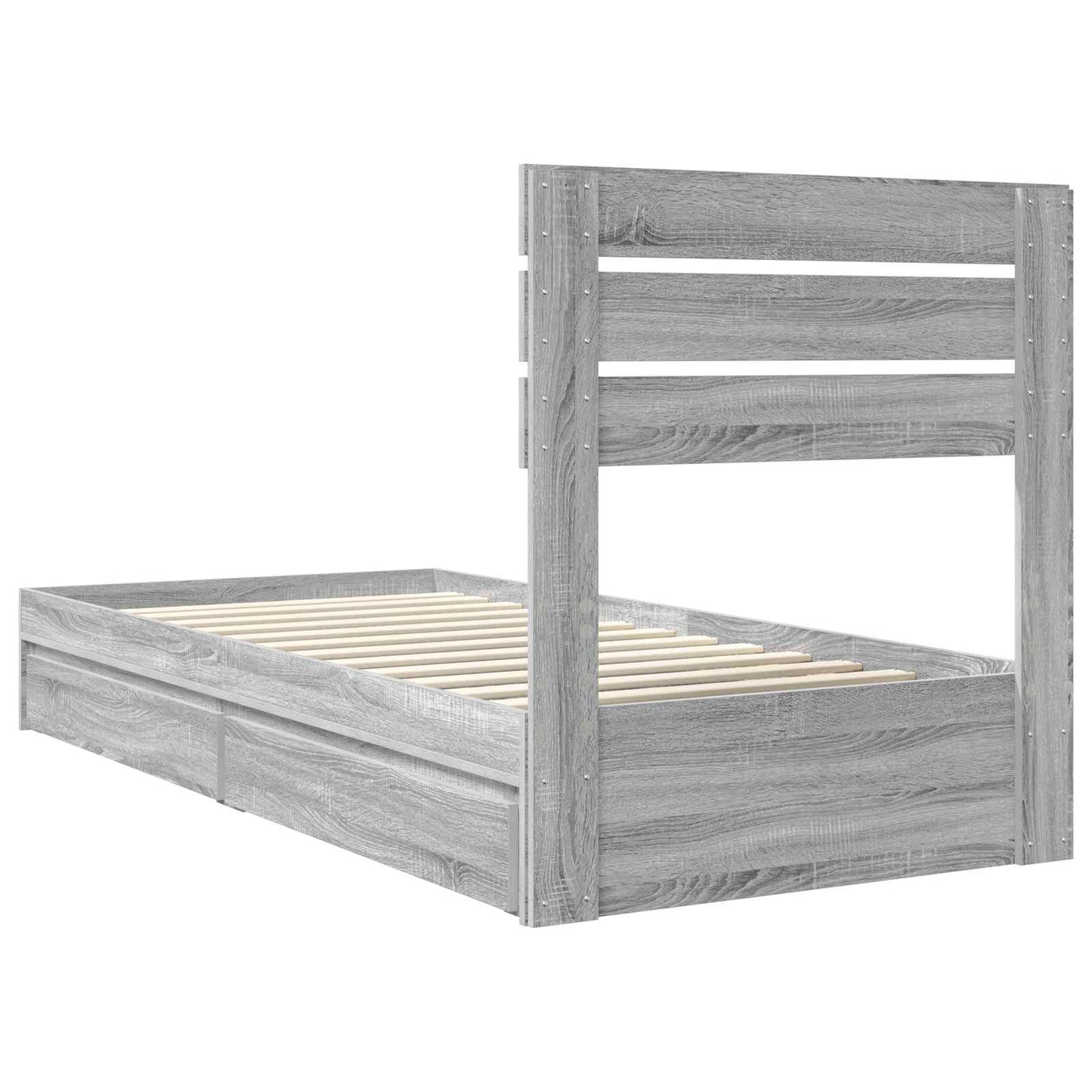 Letto con Contenitore con testiera Grigio Sonoma 100 x 200 cm | homemem39