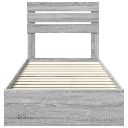 Letto con Contenitore con testiera Grigio Sonoma 100 x 200 cm | homemem39