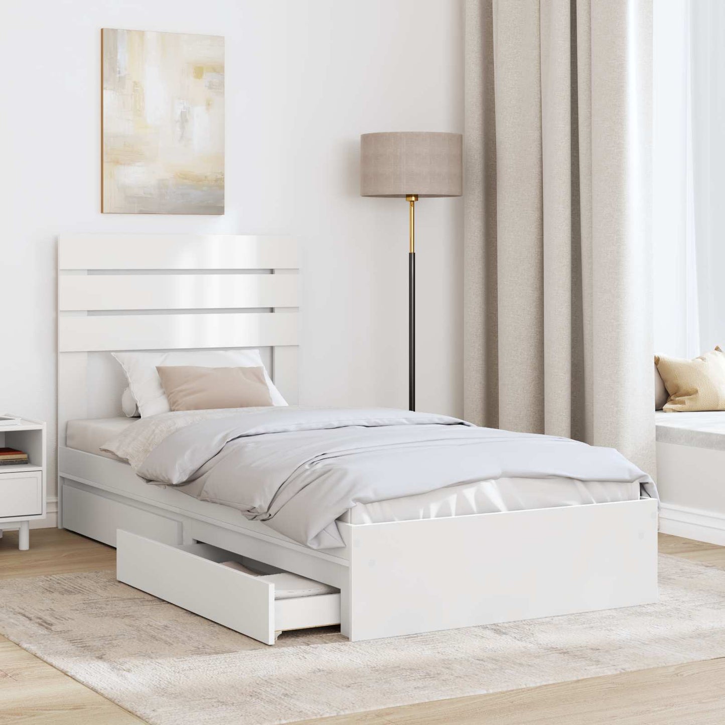 Letto con Contenitore Bianco 90 x 200 cm Legno multistrato | homemem39