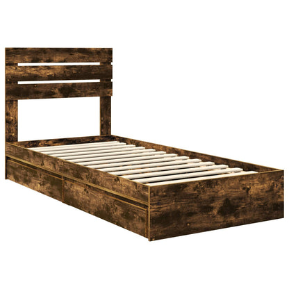 Letto con Contenitore Rovere fumé 90 x 200 cm Legno multistrato | homemem39