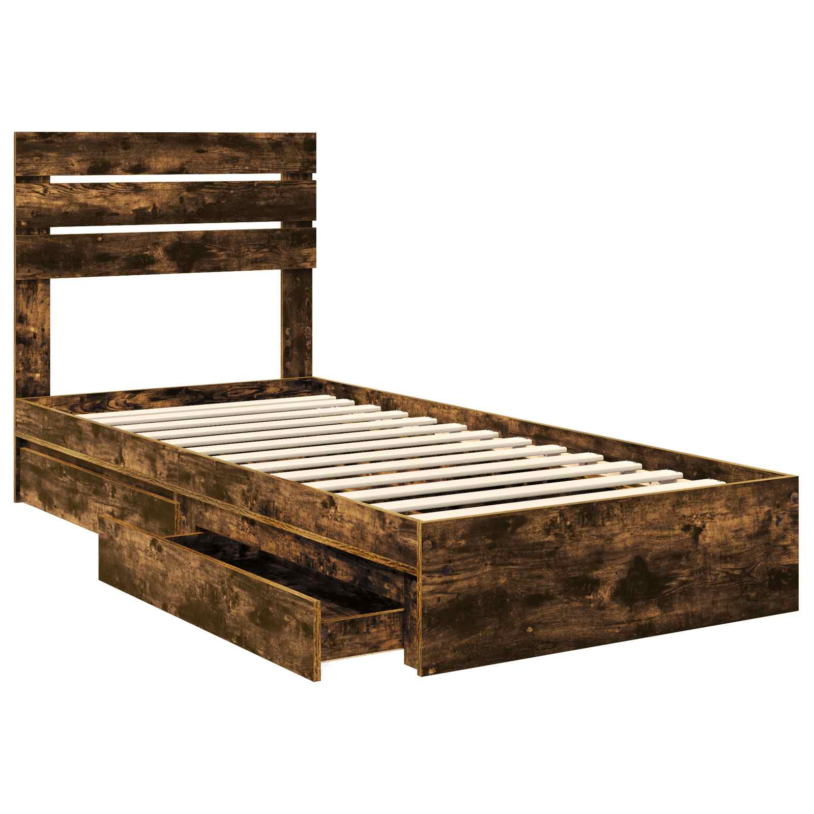 Letto con Contenitore Rovere fumé 90 x 200 cm Legno multistrato | homemem39