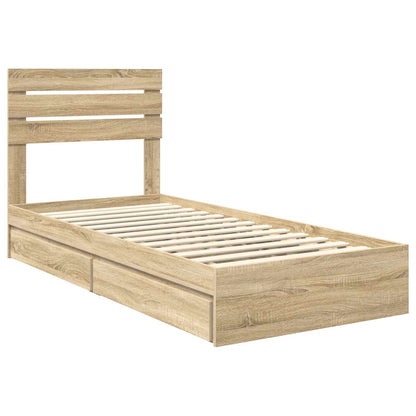 Letto con Contenitore con testiera Rovere Sonoma 90 x 190 cm | homemem39