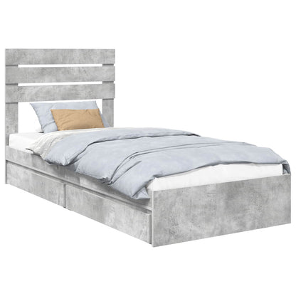 Letto con Contenitore con testiera Grigio cemento 90 x 190 cm | homemem39