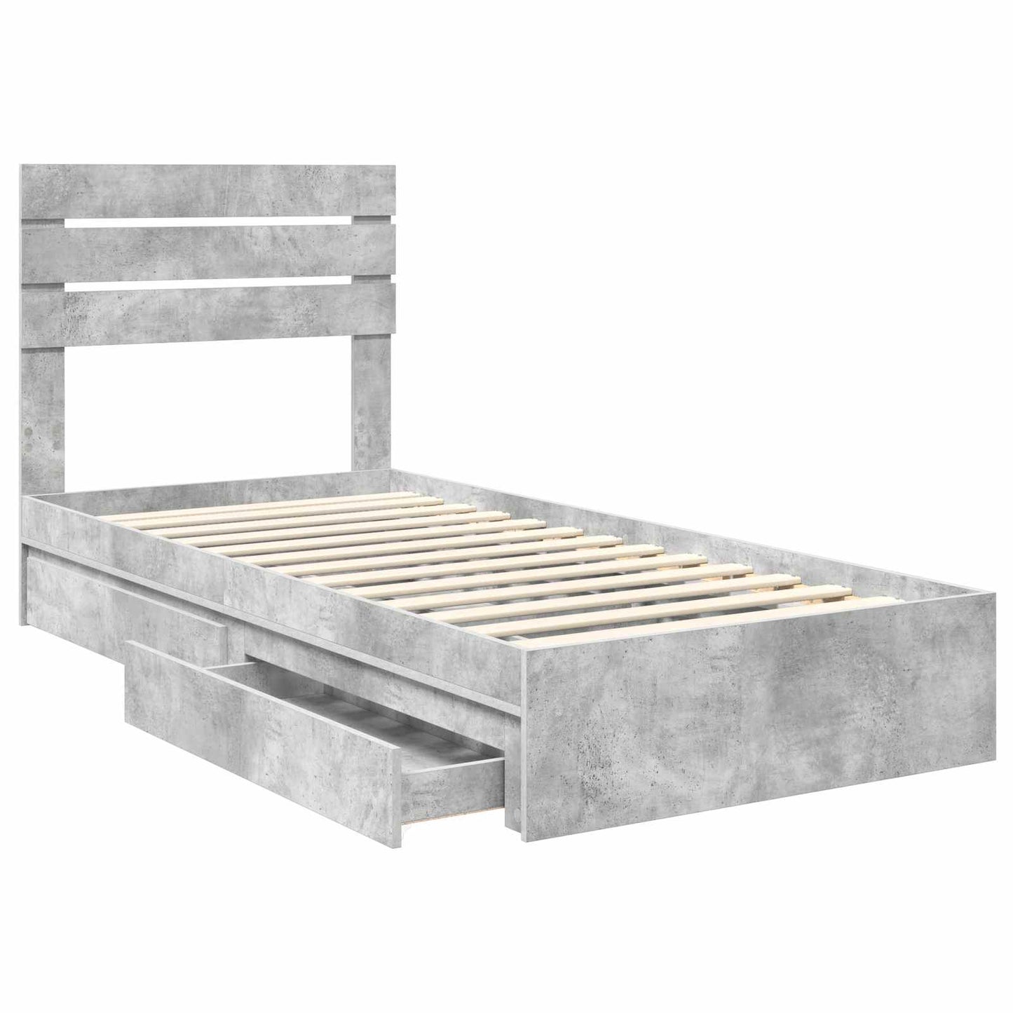Letto con Contenitore con testiera Grigio cemento 90 x 190 cm | homemem39