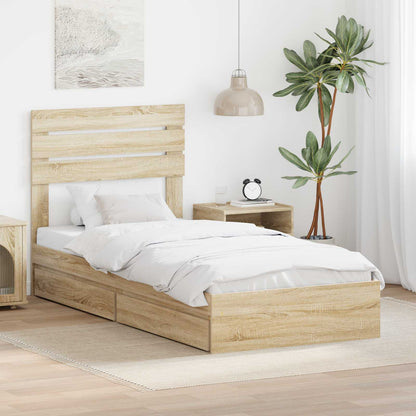 Letto con Contenitore con testiera Rovere Sonoma 75 x 190 cm | homemem39