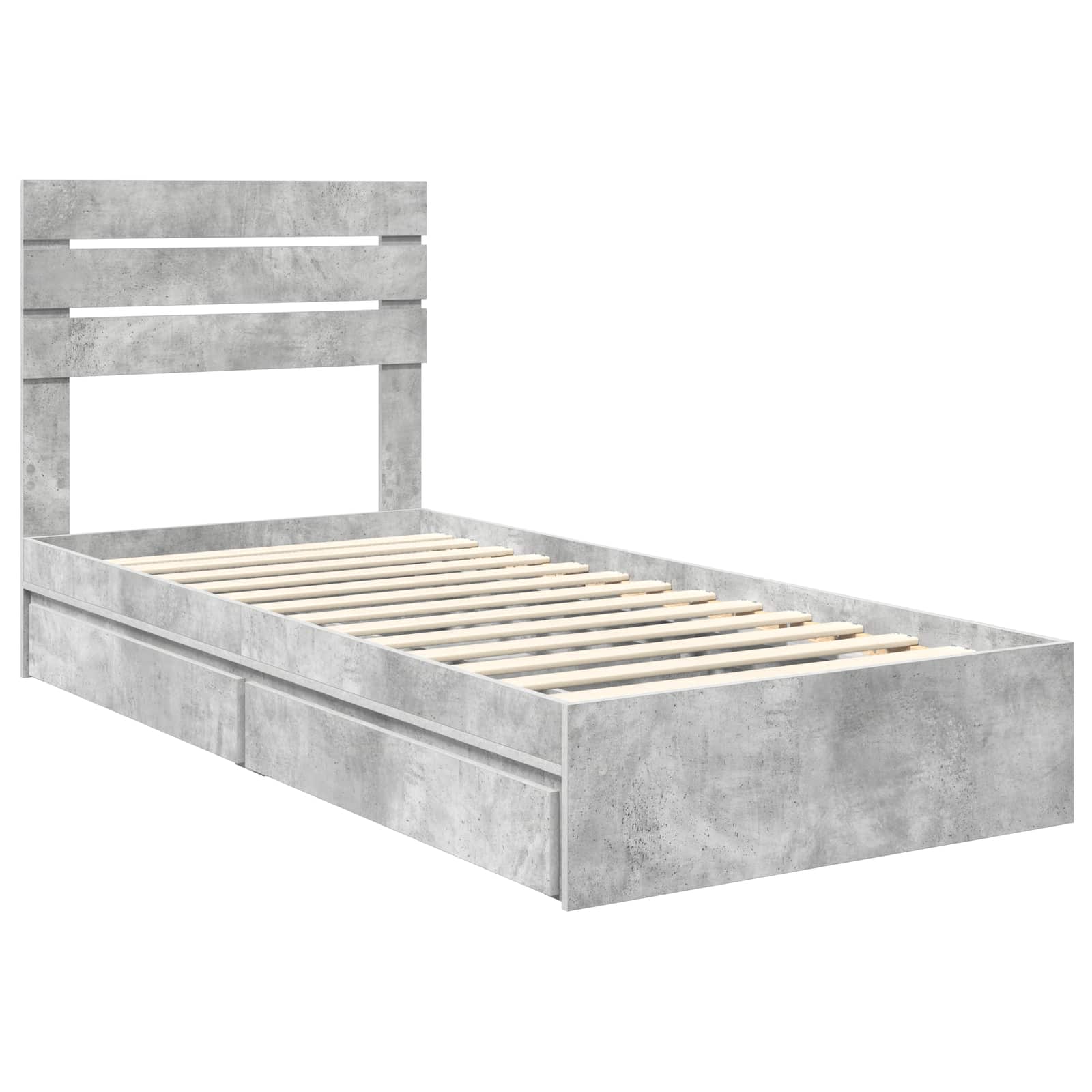 Letto con Contenitore con testiera Grigio cemento 70 x 190 cm | homemem39