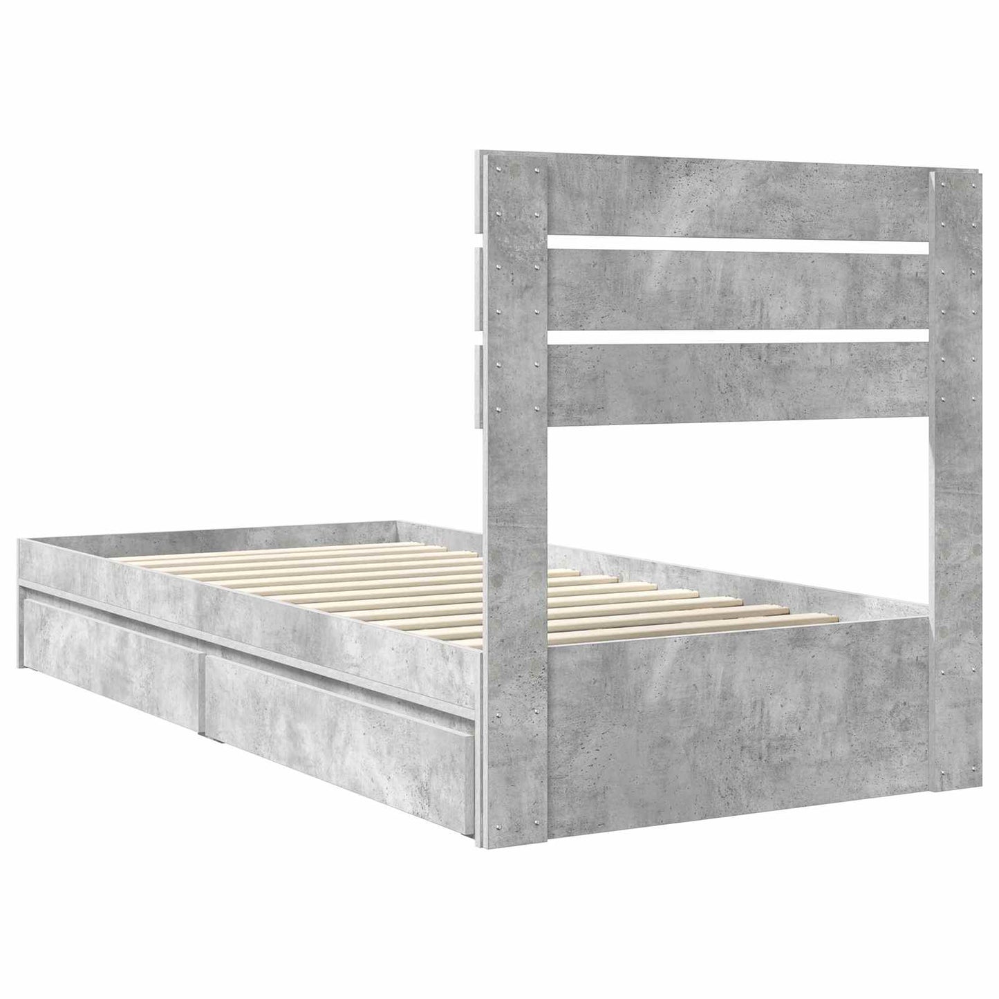 Letto con Contenitore con testiera Grigio cemento 70 x 190 cm | homemem39