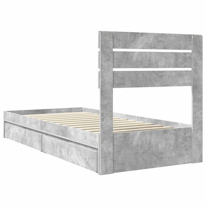Letto con Contenitore con testiera Grigio cemento 70 x 190 cm | homemem39