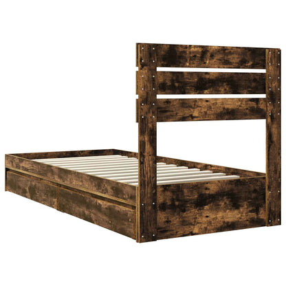 Letto con Contenitore Rovere fumé 75 x 190 cm Legno multistrato | homemem39