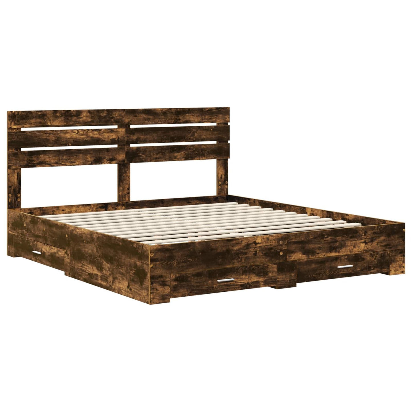 Struttura del letto Rovere fumé 200 x 200 cm Legno multistrato | homemem39