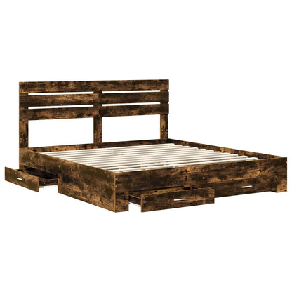Struttura del letto Rovere fumé 200 x 200 cm Legno multistrato | homemem39