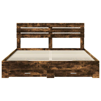 Struttura del letto Rovere fumé 200 x 200 cm Legno multistrato | homemem39