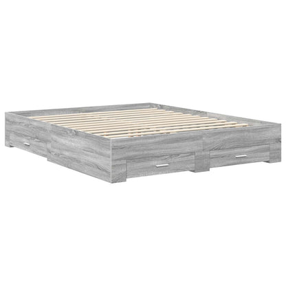Struttura del letto con testiera Grigio Sonoma 160 x 200 cm | homemem39