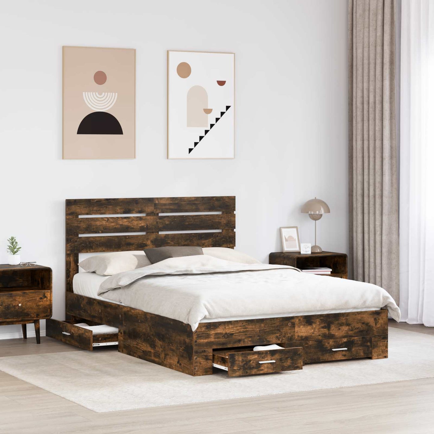 Struttura del letto con cassetto con testiera Legno multistrato | homemem39