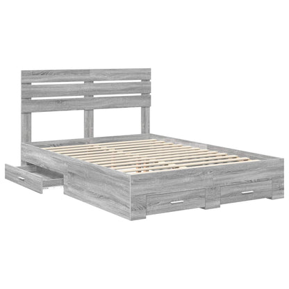 Struttura del letto con testiera Grigio Sonoma 140 x 200 cm | homemem39