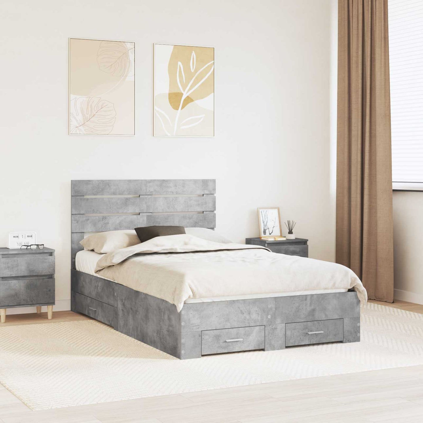 Struttura del letto con cassetto con testiera Legno multistrato | homemem39