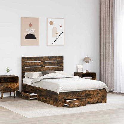 Struttura del letto Rovere fumé 135 x 190 cm Legno multistrato | homemem39
