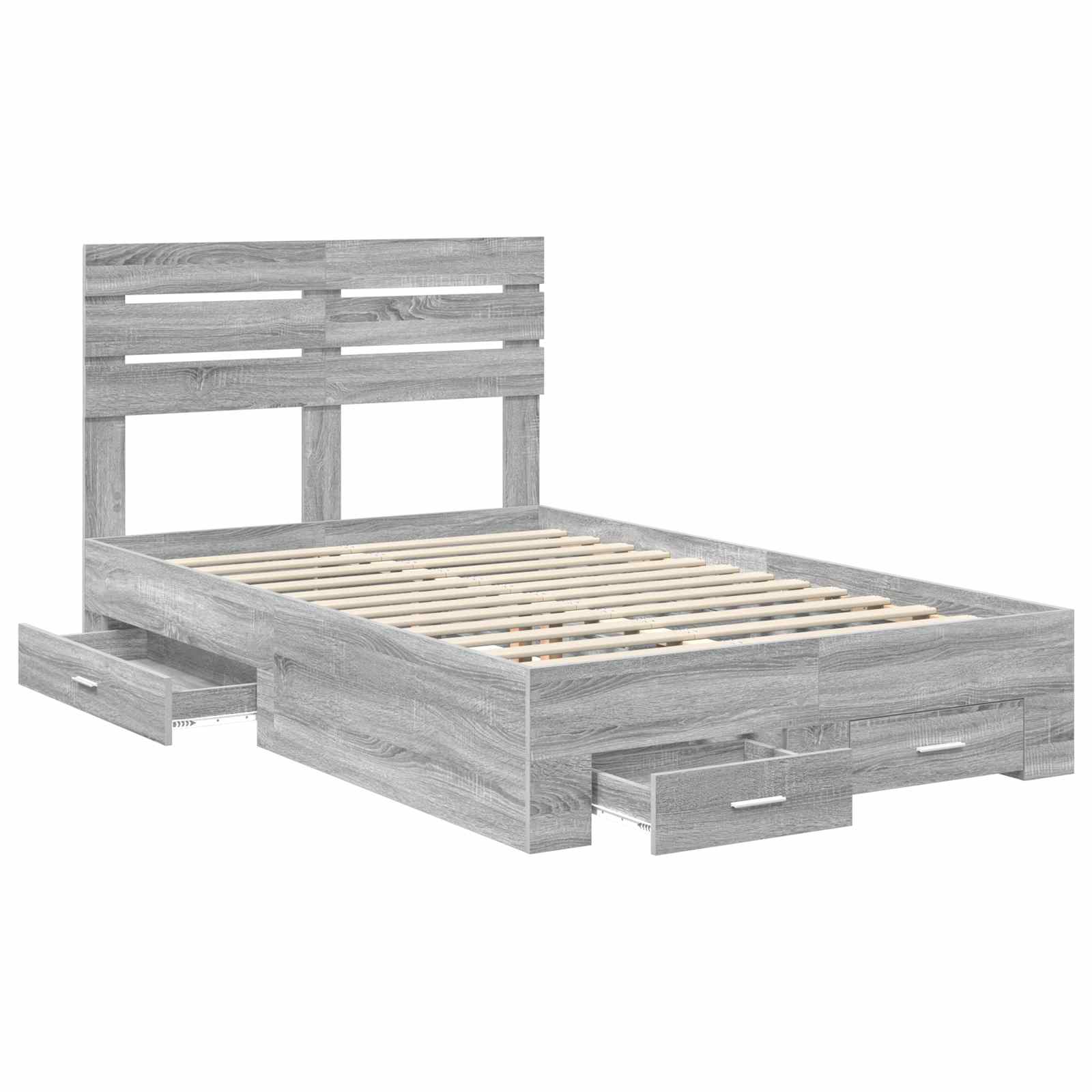 Struttura del letto con testiera Grigio Sonoma 135 x 190 cm | homemem39
