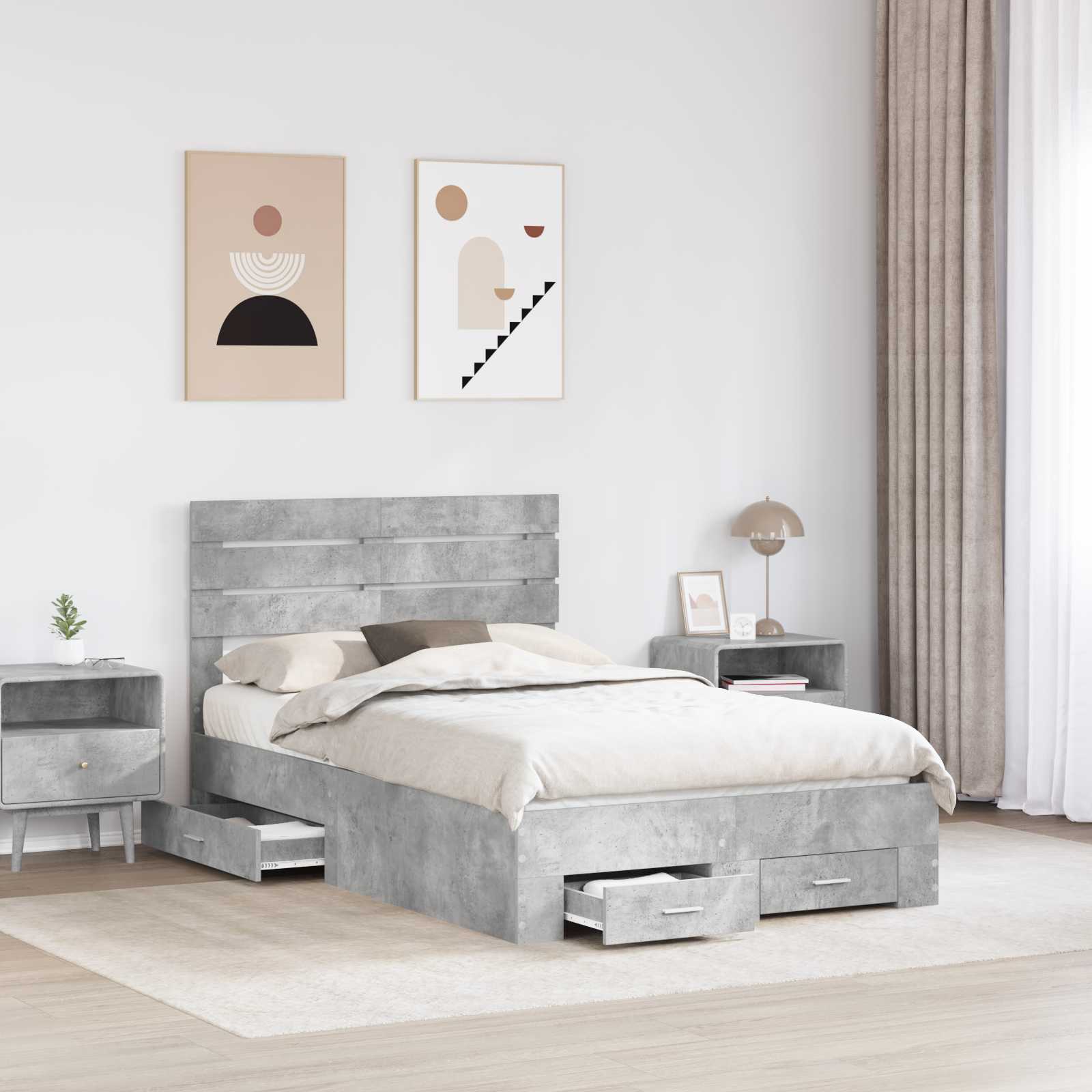 Struttura del letto con cassetto con testiera Legno multistrato | homemem39