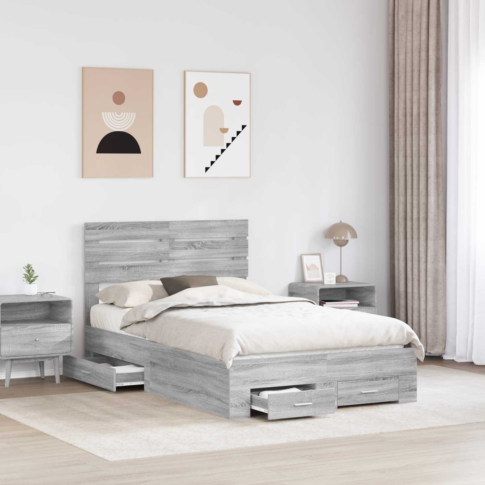 Struttura del letto con cassetto con testiera Legno multistrato | homemem39