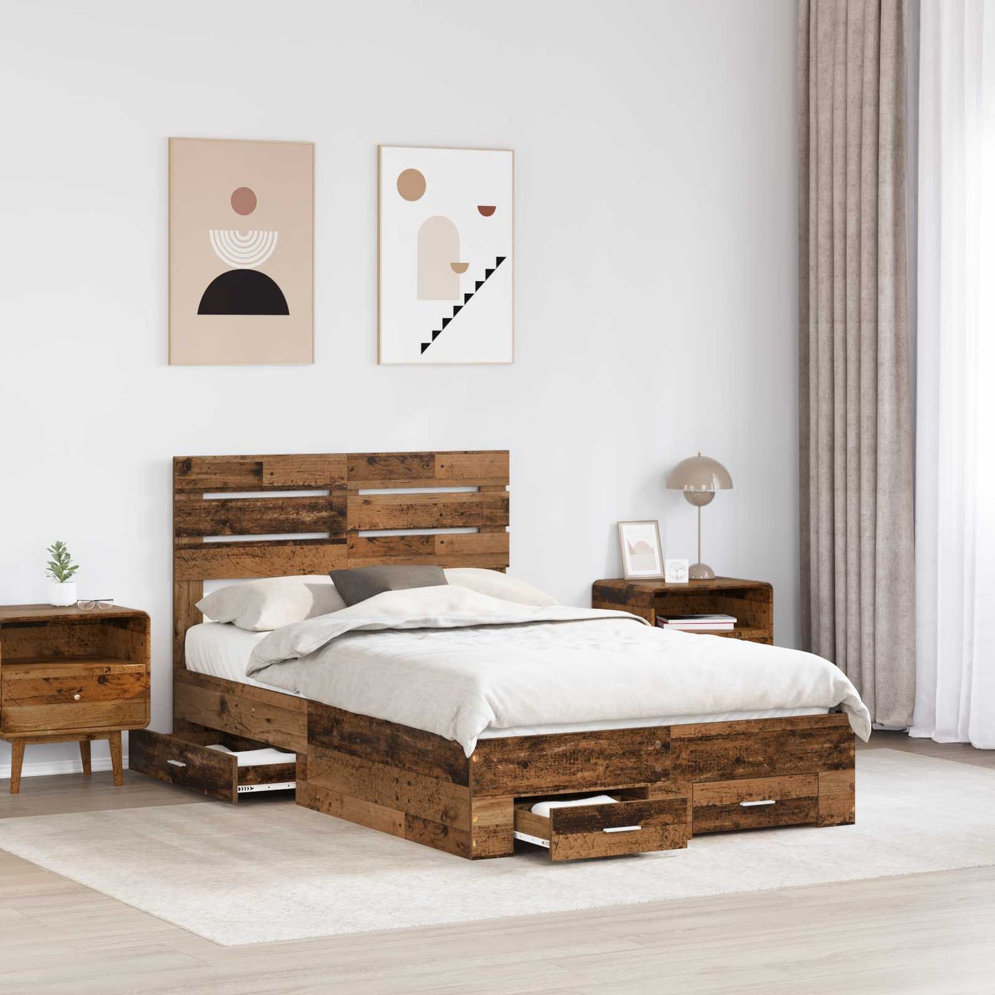 Struttura del letto con cassetto con testiera Legno multistrato | homemem39