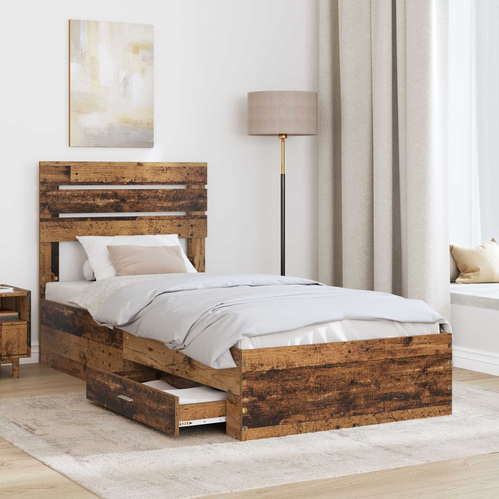 Struttura del letto con cassetto con testiera Legno multistrato | homemem39